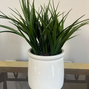 Artificial Green Plant in White Pot